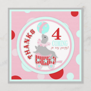Circus Seal Thank You Pink Card