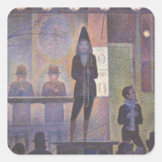Circus Sideshow by Georges Seurat, Vintage Art Square Sticker