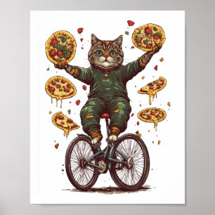 Circus Snack Cat � Funny Food Juggler Cat Poster