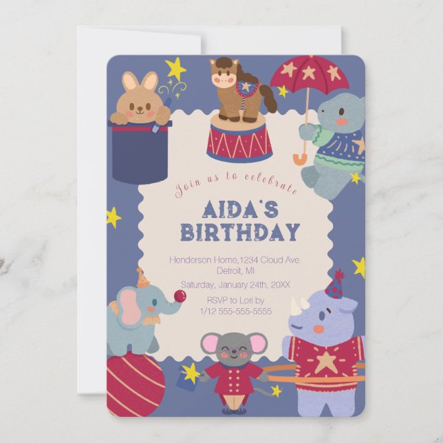 Circus Spectacular Birthday Invitation (Front)