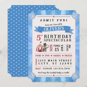 Circus Spectacular Birthday Invitation (Blue)