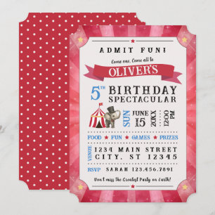 Circus Spectacular Birthday Invitation (Red/Blue)