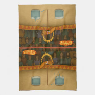 Circus squid tea towel