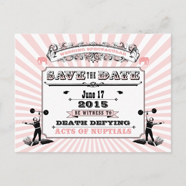 Circus Steampunk Wedding Spectacular Save The Date Announcement Postcard (Front)