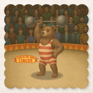 Circus strong-bear paper coaster
