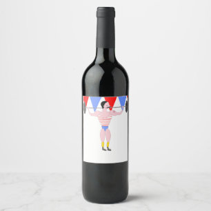Circus Strong Man Circus Theme Party Wine Label