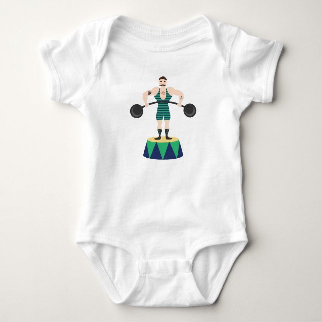 Circus Strongman Baby Bodysuit (Front)