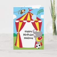 Circus Tent and Animals Birthday Card