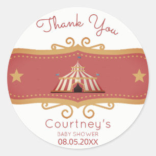 Circus Tent Baby Shower Thank You Favour Classic Round Sticker