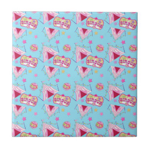 Circus Tent Ball Yellow Stars Vintage Entertainmen Tile
