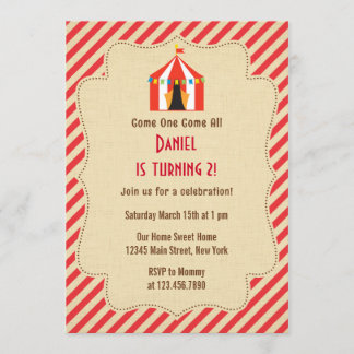 Circus Tent Birthday Party Invitation Rustic