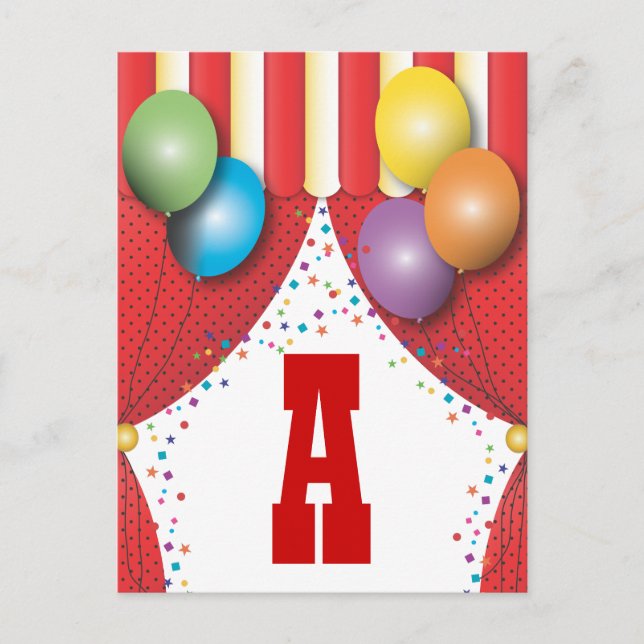 Circus Tent Carnival Make Your Own Birthday Banner Postcard (Front)