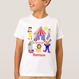Circus Tent Cartoon Clowns & Animals Personalised T-Shirt