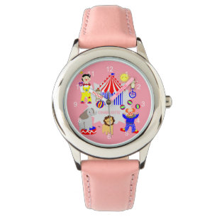 Circus Tent Cartoon Clowns & Animals Personalised  Watch