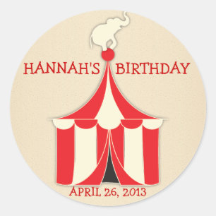 Circus Tent & Elephant Kids Birthday Party Sticker