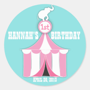 Circus Tent & Elephant Kids Birthday Party Sticker