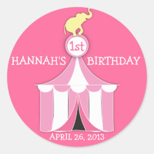 Circus Tent & Elephant Kids Birthday Party Sticker