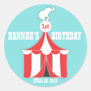 Circus Tent & Elephant Kids Birthday Party Sticker