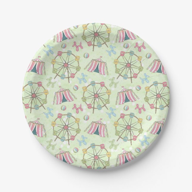 Circus Tent Ferris Wheel for Baby Paper Plate (Front)