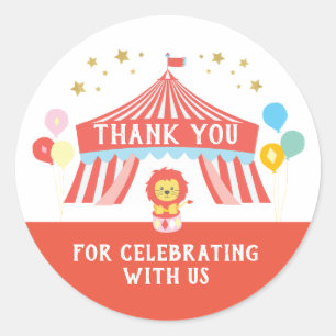 Circus thank you sticker, Carnival Classic Round Sticker