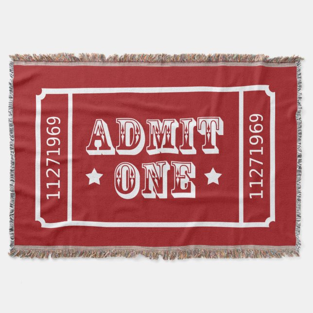 Circus Theatre Movie Ticket Admit One Throw Blanket (Front)