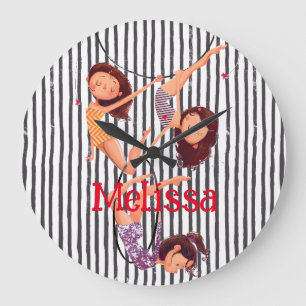 Circus Theme Acrobat Newborn Nursery Large Clock