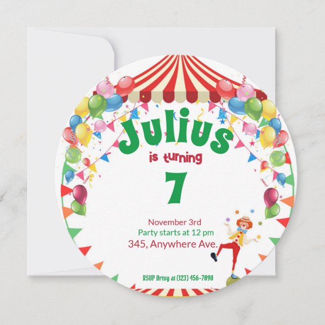 Circus Theme Birthday (Front)
