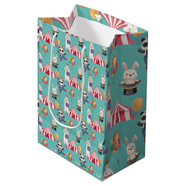 Circus Theme Birthday All Occasions Cute Gift Bag (Front Angled)