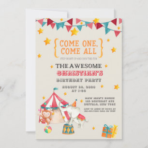 Circus Theme Birthday Party Invitation