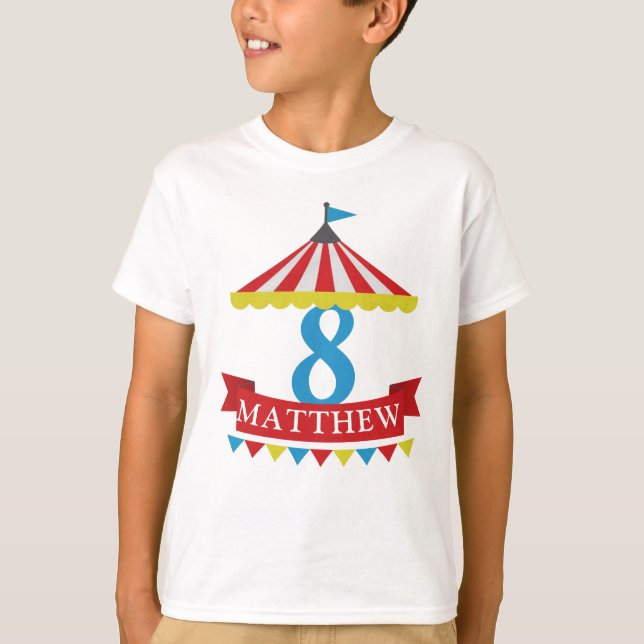 Circus theme birthday shirt - customisable (Front)
