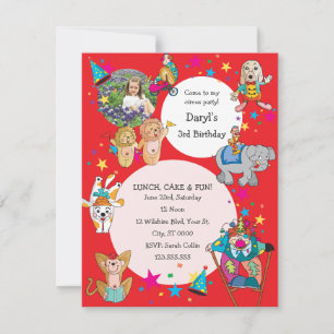 Circus Theme Children's Birthday Party Invitation