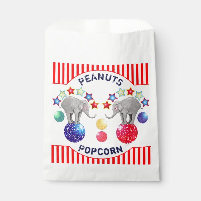Circus Theme Elephant Birthday Party Treat Favour Bags (Front)