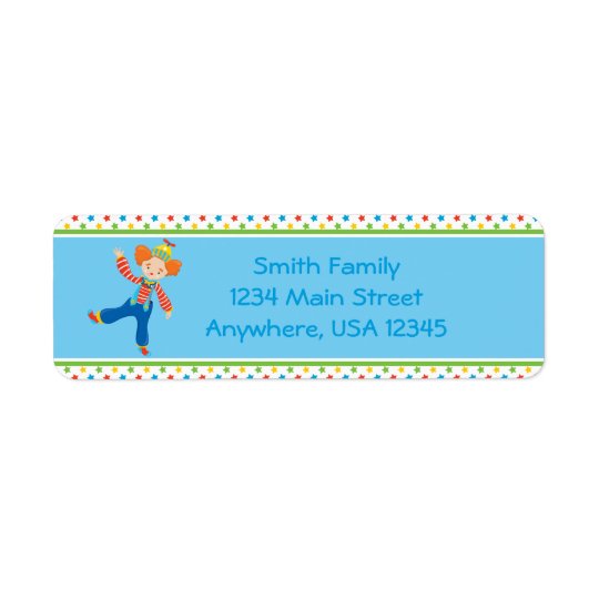 Circus Theme | Funny Clown | Personalised Return Address Label