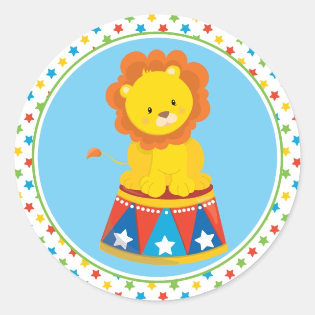Circus Theme | Lion Classic Round Sticker (Front)