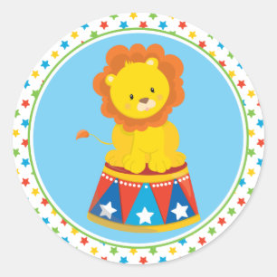 Circus Theme   Lion Classic Round Sticker