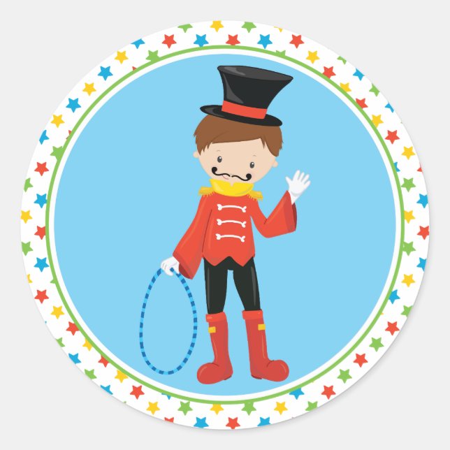 Circus Theme | Ringmaster Classic Round Sticker (Front)