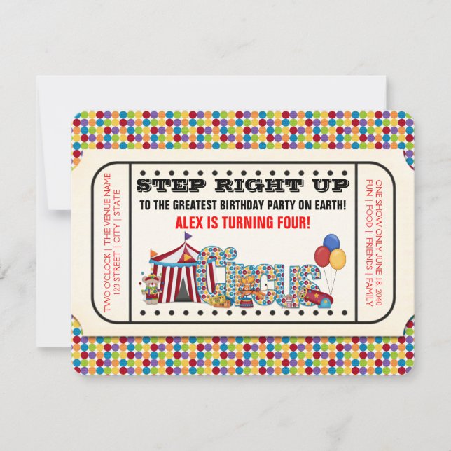 Circus Ticket Birthday Party Invitation (Front)