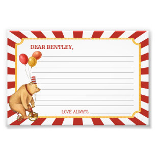 Circus Time Capsule Card for Birthday or Baby Photo Print