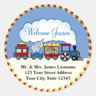 Circus Train Address Classic Round Sticker