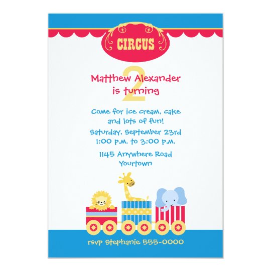 Circus Train Birthday Invitation