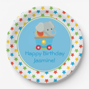 Circus Train   Elephant   Personalised Paper Plate