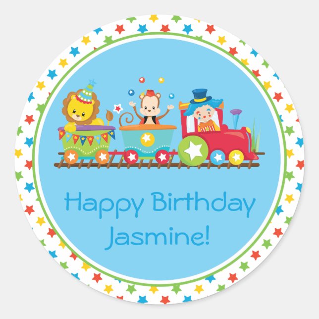 Circus Train | Train Cars | Personalised Classic Round Sticker (Front)