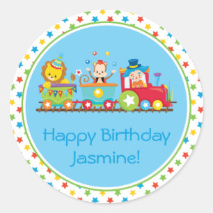 Circus Train   Train Cars   Personalised Classic Round Sticker