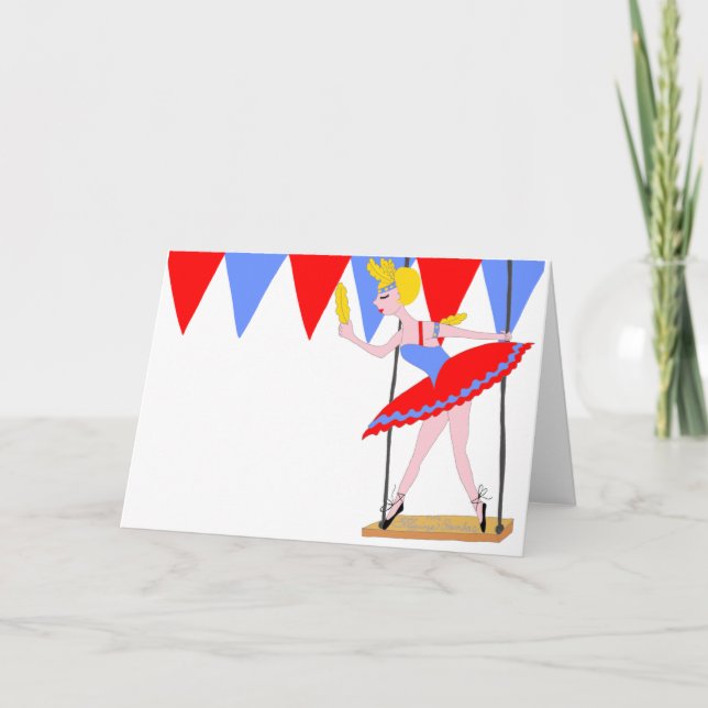 Circus Trapeze Artist Circus Party Card (Front)