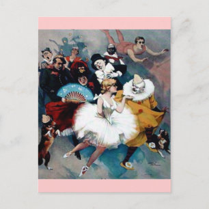 Circus vintage poster ballerina dogs trapez postcard