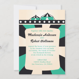 Circus Wedding Invitations - Black and Teal