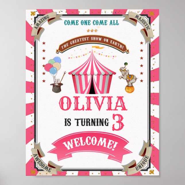 Circus welcome party sign Festival welcome poster (Front)