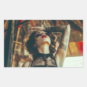 Circus Woman Rectangular Sticker