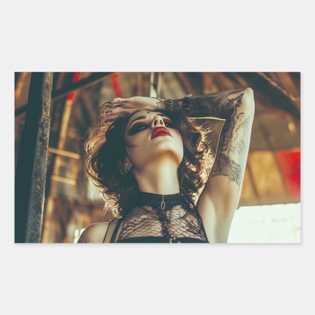 Circus Woman Rectangular Sticker (Front)