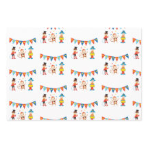 Circus Wrapping Paper Flat Sheet Set of 3